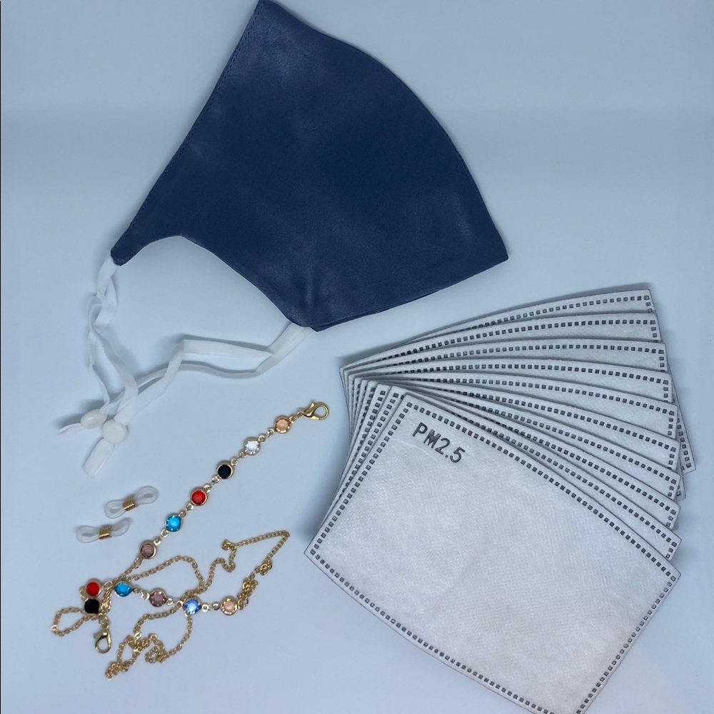 Mulberry silk facemask with lanyard & filters
